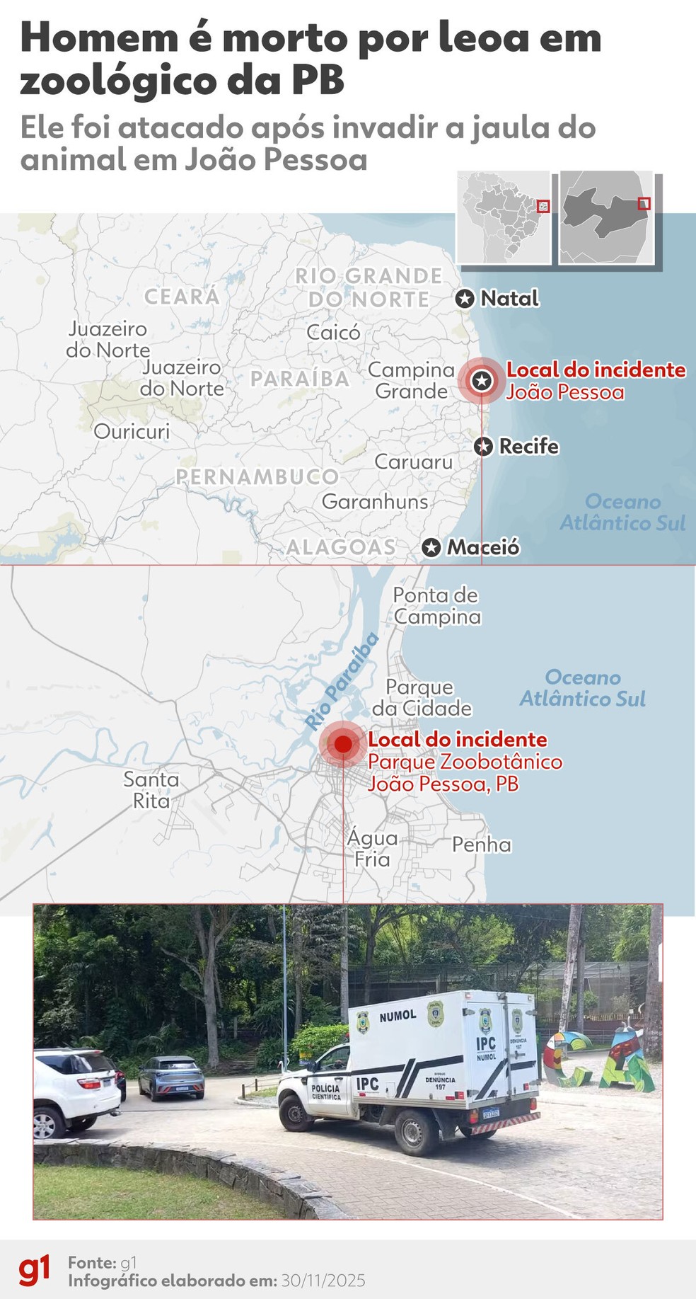 INFOGRÁFICO: Homem é morto por leoa em zoológico da Paraíba — Foto: Fonte: Arte/g1